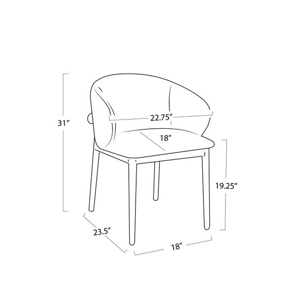Ethan Leather Dining Chair (Black) Line Drawing